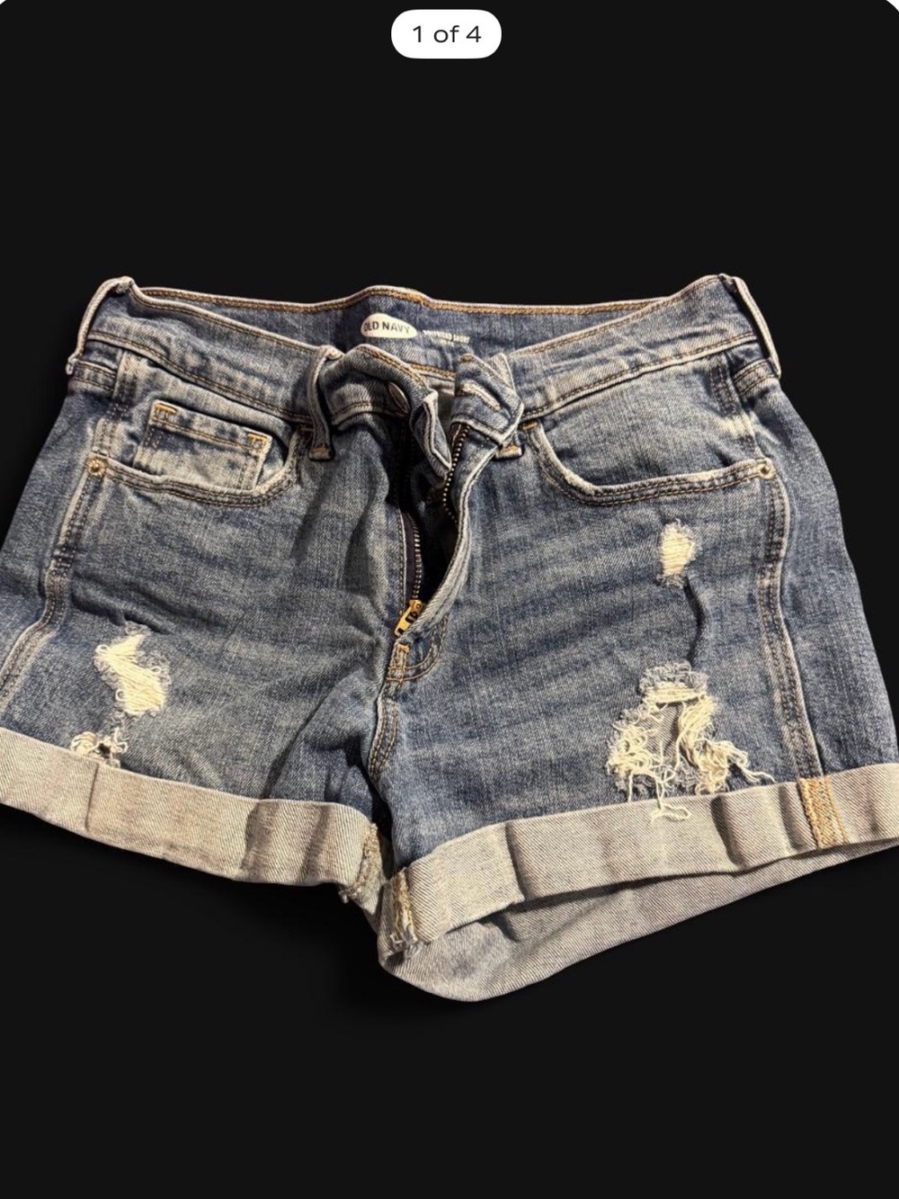 Old Navy Distressed Rolled-Hem Denim Shorts - Blue